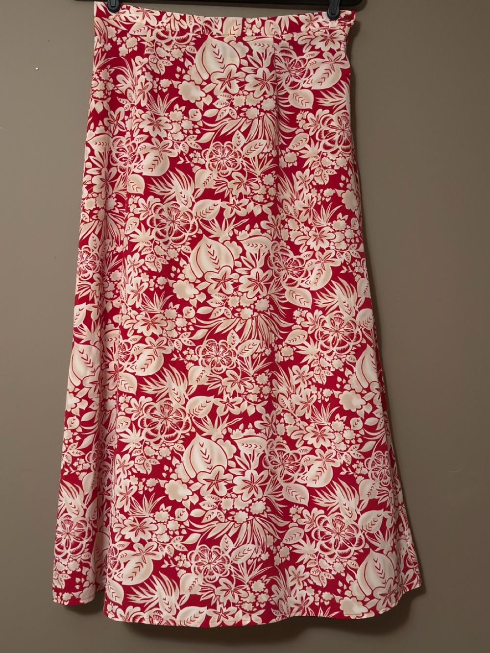Sag Harbor Red Cream Floral Tropical Dress Size 12 Cottagecore Vintage 90s
